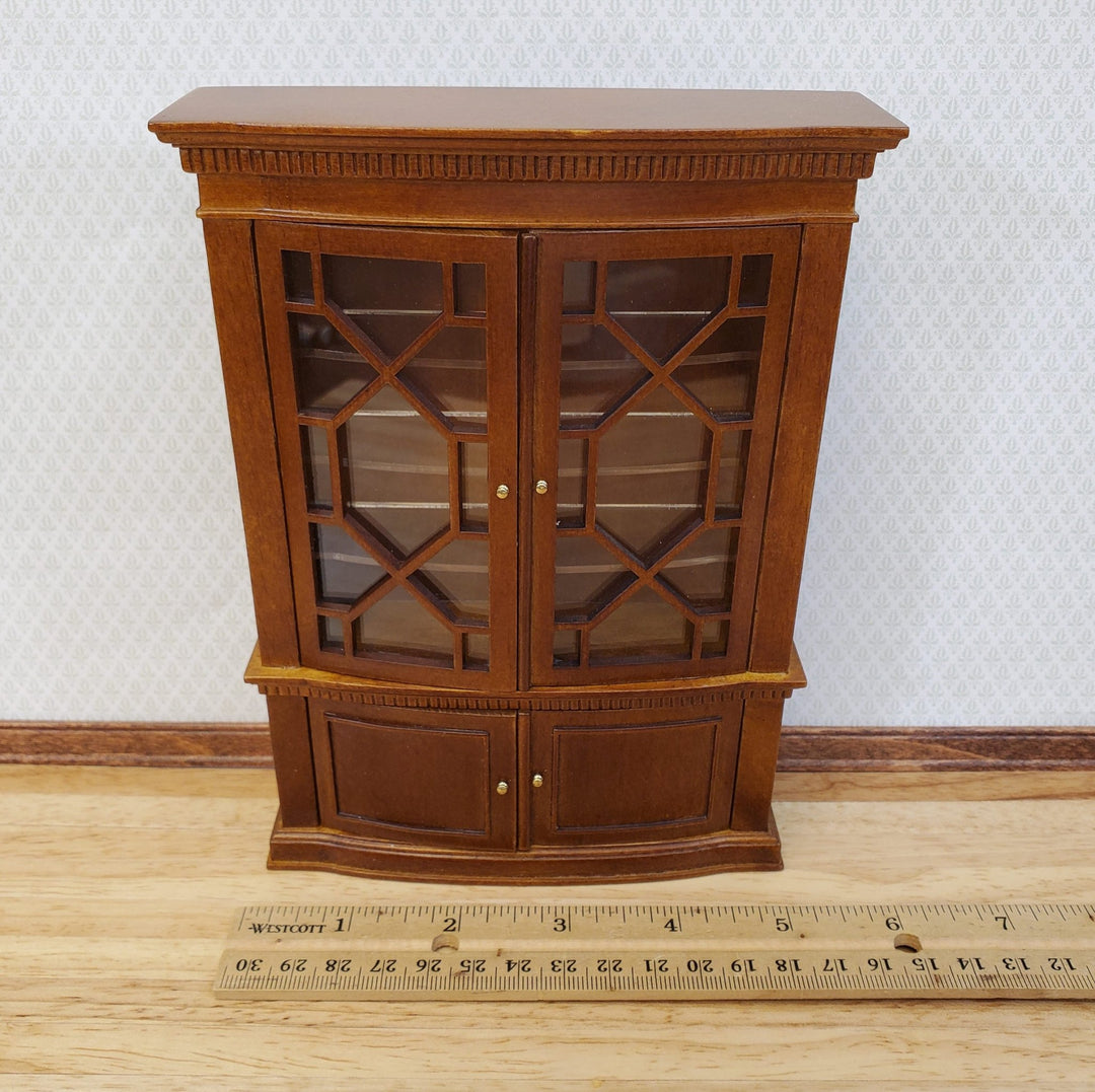 JBM Dollhouse China Cabinet Late Georgian Style Walnut Finish 1:12 Scale Miniature Furniture - Miniature Crush