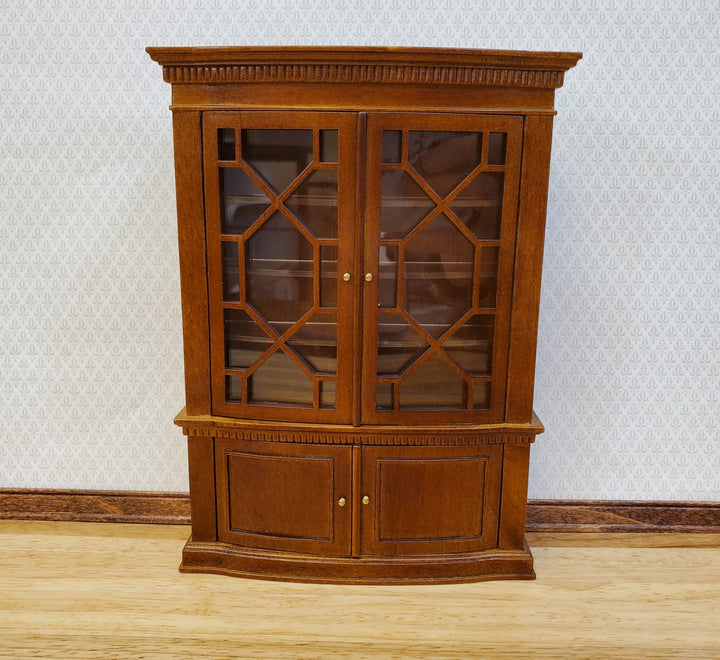 JBM Dollhouse China Cabinet Late Georgian Style Walnut Finish 1:12 Scale Miniature Furniture - Miniature Crush