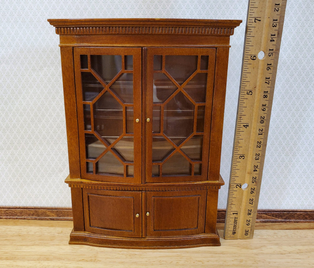 JBM Dollhouse China Cabinet Late Georgian Style Walnut Finish 1:12 Scale Miniature Furniture - Miniature Crush