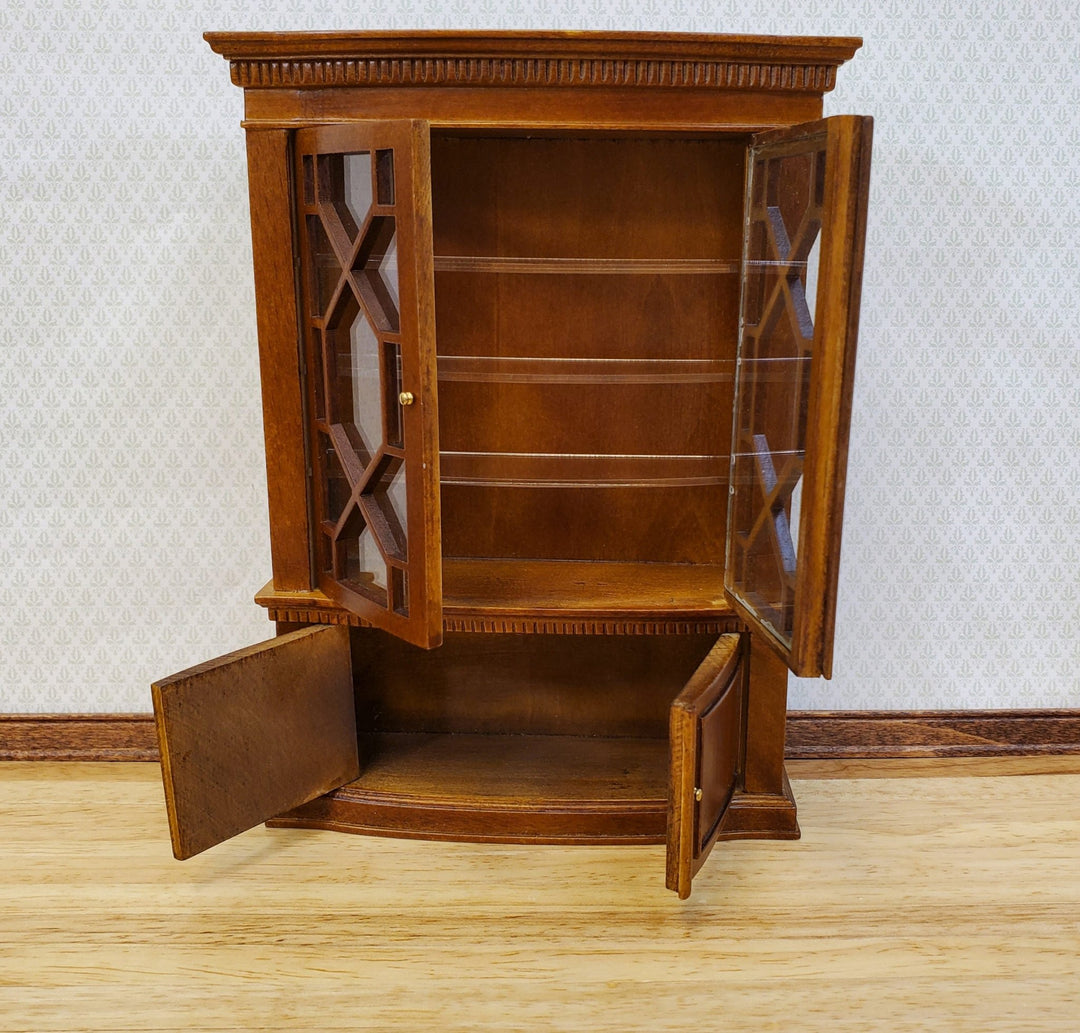 JBM Dollhouse China Cabinet Late Georgian Style Walnut Finish 1:12 Scale Miniature Furniture - Miniature Crush