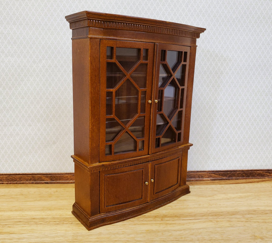 JBM Dollhouse China Cabinet Late Georgian Style Walnut Finish 1:12 Scale Miniature Furniture - Miniature Crush