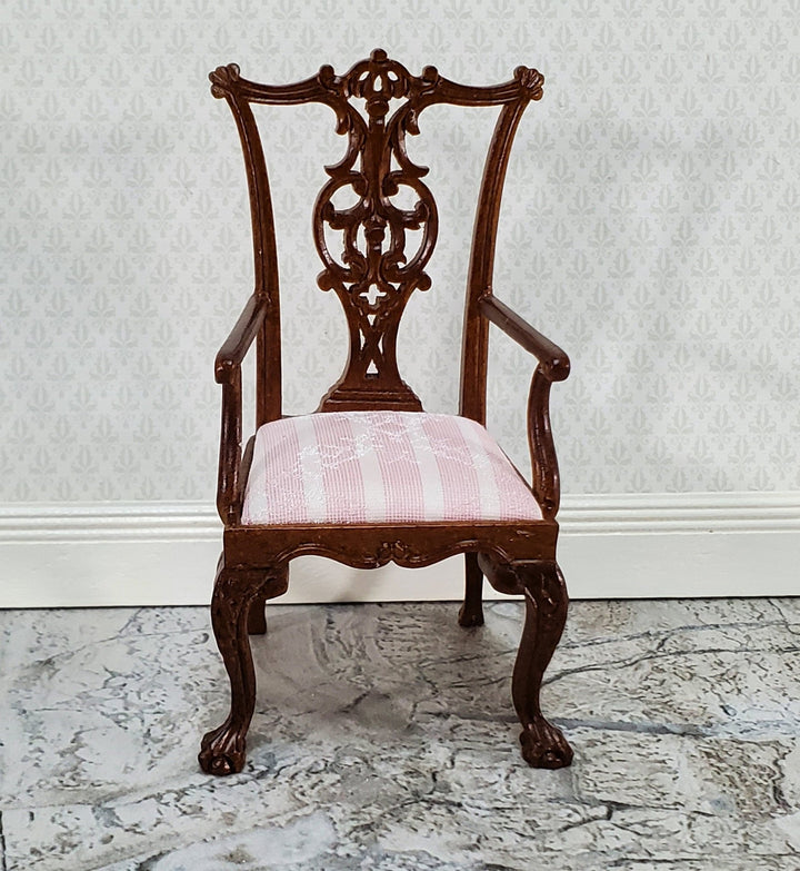 JBM Dollhouse Chippendale Arm Chair with Padded Seat 1:12 Scale Miniature Furniture - Miniature Crush