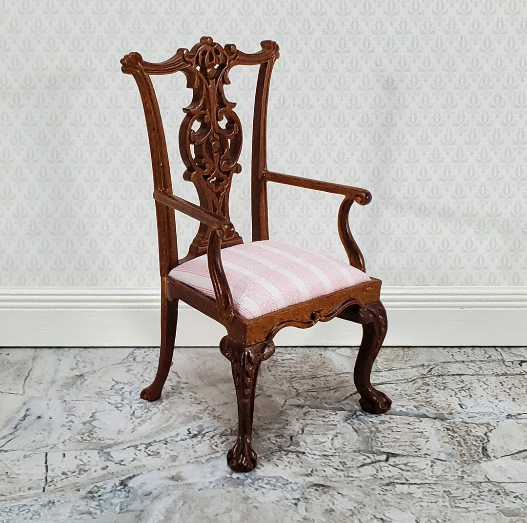 JBM Dollhouse Chippendale Arm Chair with Padded Seat 1:12 Scale Miniature Furniture - Miniature Crush