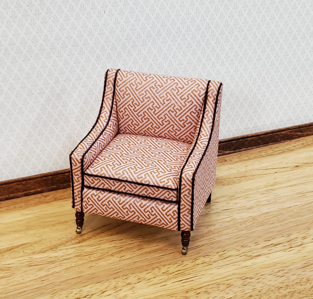 JBM Dollhouse Club Chair Armchair Retro Style Pale Pink 1:12 Scale Miniature Furniture - Miniature Crush