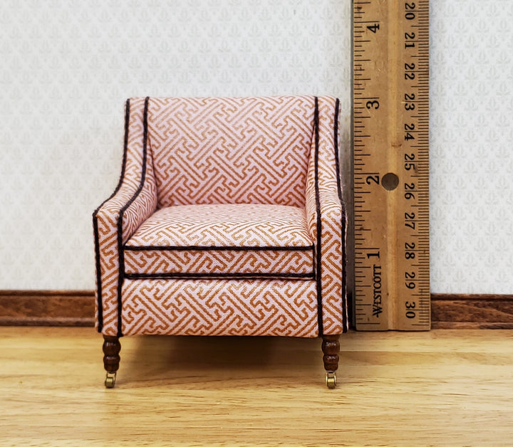 JBM Dollhouse Club Chair Armchair Retro Style Pale Pink 1:12 Scale Miniature Furniture - Miniature Crush