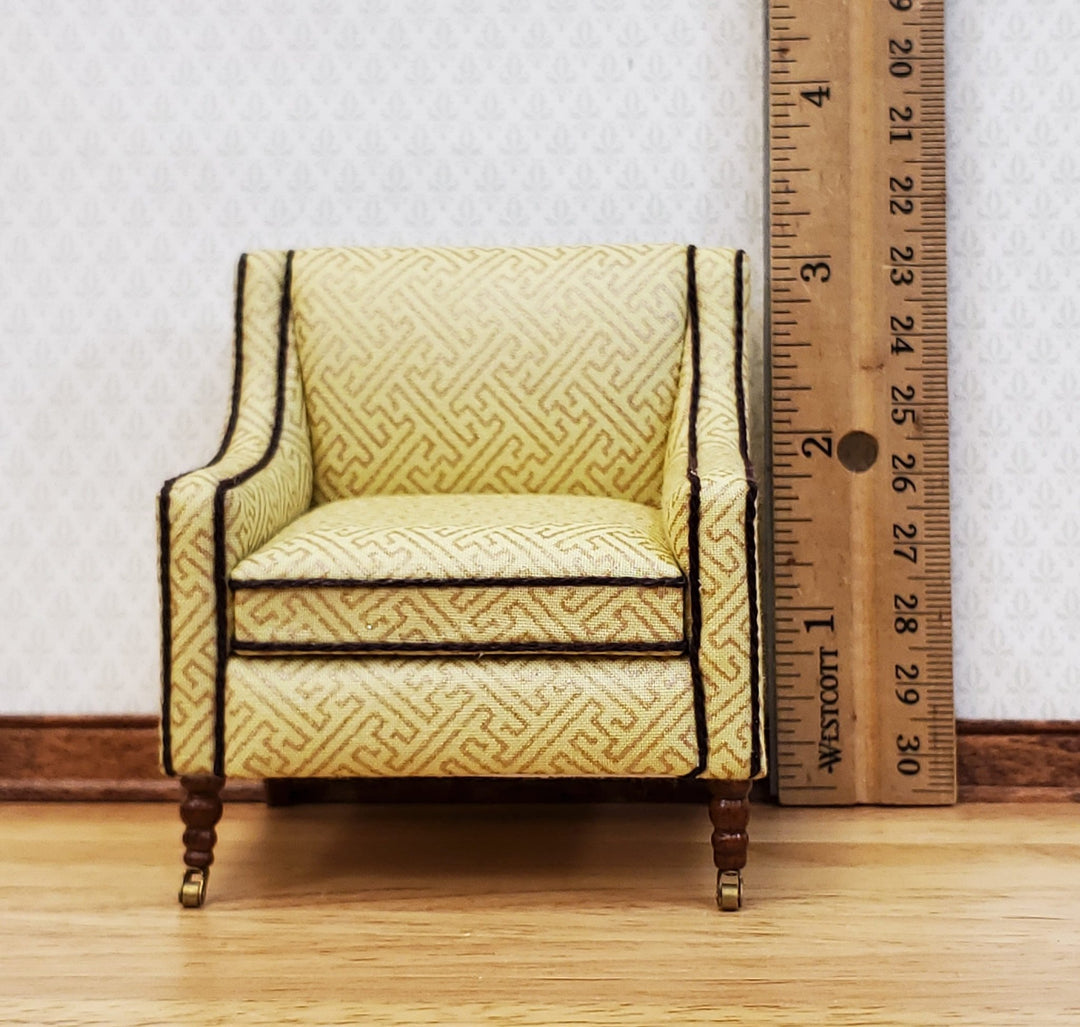 JBM Dollhouse Club Chair Armchair Retro Style Pale Yellow/Cream 1:12 Scale Miniature Furniture - Miniature Crush