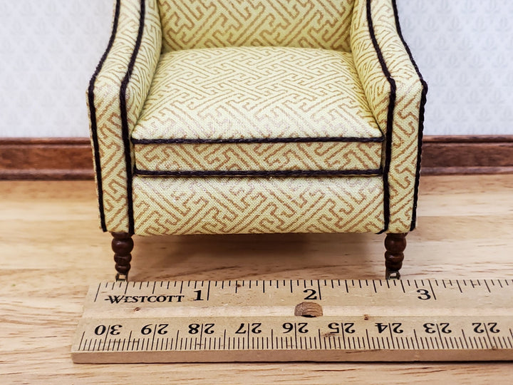 JBM Dollhouse Club Chair Armchair Retro Style Pale Yellow/Cream 1:12 Scale Miniature Furniture - Miniature Crush