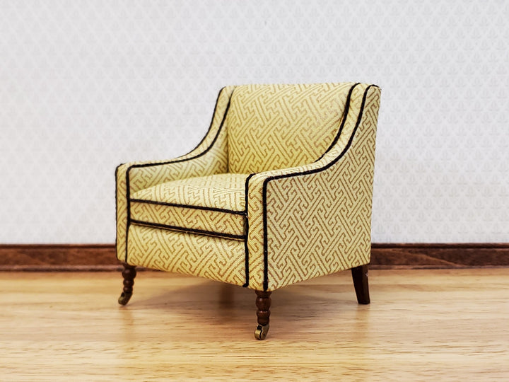 JBM Dollhouse Club Chair Armchair Retro Style Pale Yellow/Cream 1:12 Scale Miniature Furniture - Miniature Crush