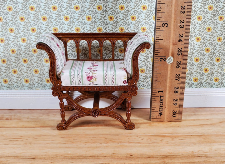 JBM Dollhouse Curule Bench Seat Chair Victorian 1:12 Scale Miniature Furniture - Miniature Crush