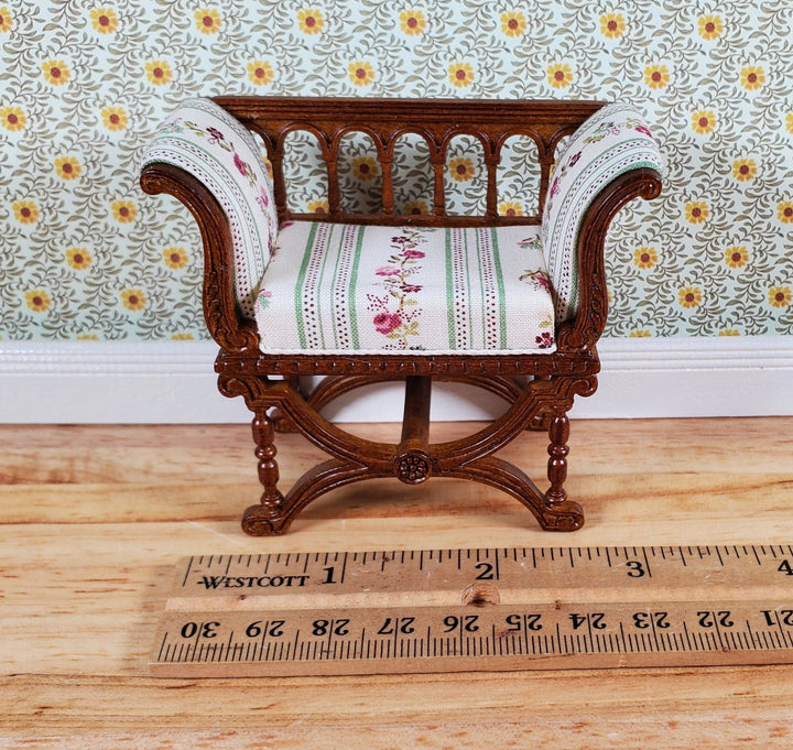 JBM Dollhouse Curule Bench Seat Chair Victorian 1:12 Scale Miniature Furniture - Miniature Crush