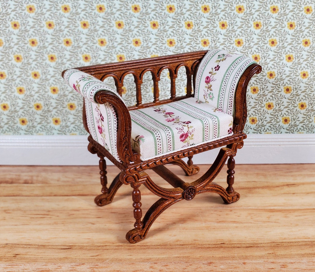 JBM Dollhouse Curule Bench Seat Chair Victorian 1:12 Scale Miniature Furniture - Miniature Crush