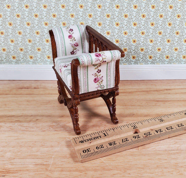 JBM Dollhouse Curule Bench Seat Chair Victorian 1:12 Scale Miniature Furniture - Miniature Crush