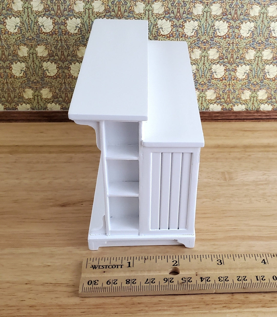 JBM Dollhouse Kitchen Bar Island Large White 1:12 Scale Miniature Cupboard - Miniature Crush