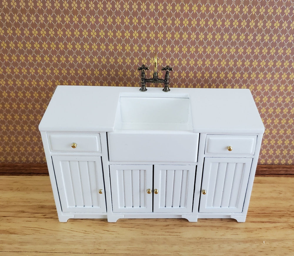 JBM Dollhouse Miniature Kitchen Sink Cabinet White 1:12 Scale Cupboard - Miniature Crush