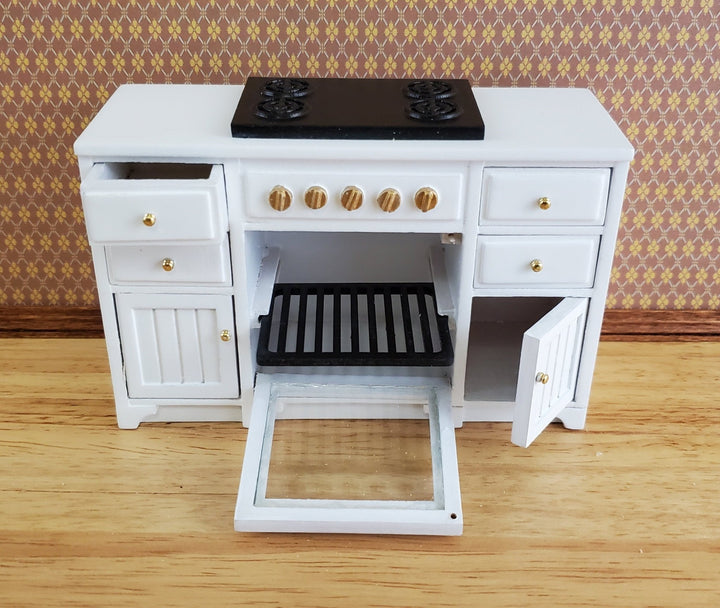 JBM Dollhouse Miniature Kitchen Stove Oven Cabinet White 1:12 Scale Cupboard - Miniature Crush
