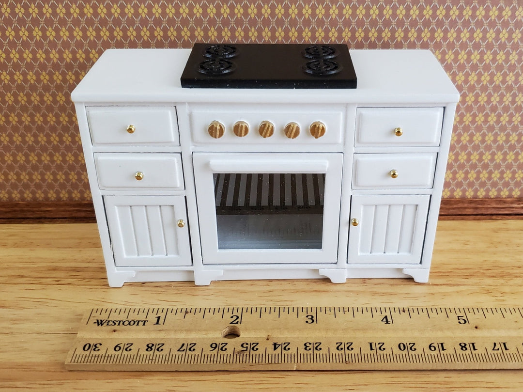 JBM Dollhouse Miniature Kitchen Stove Oven Cabinet White 1:12 Scale Cupboard - Miniature Crush