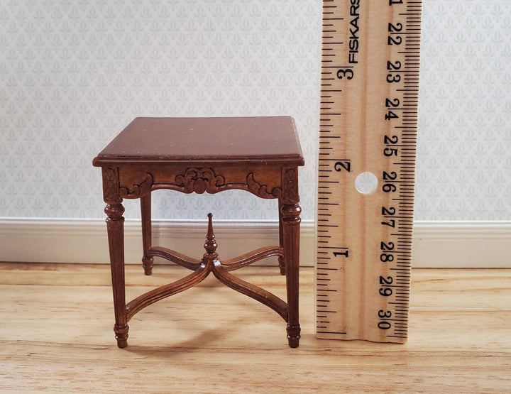 JBM Dollhouse Parlor Table Square Parlour 1:12 Scale Miniature Walnut Finish - Miniature Crush
