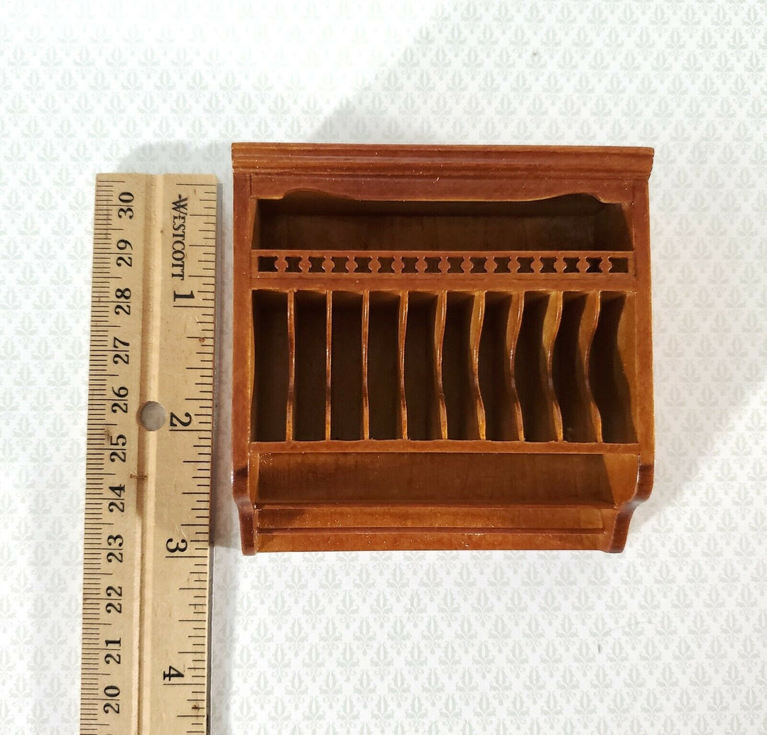 JBM Dollhouse Plate Rack Shelf Kitchen Walnut 1:12 Scale Miniature - Miniature Crush