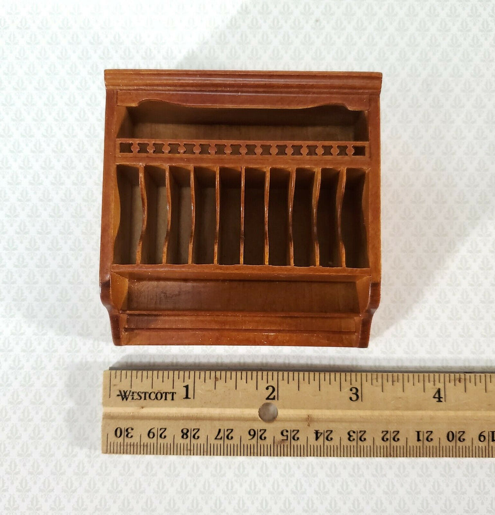 JBM Dollhouse Plate Rack Shelf Kitchen Walnut 1:12 Scale Miniature - Miniature Crush