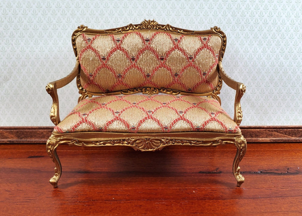 JBM Dollhouse Settee Sofa Rococo Style Gold 1:12 Scale Miniature Furniture Couch - Miniature Crush