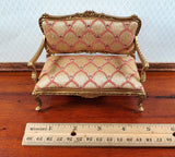 JBM Dollhouse Settee Sofa Rococo Style Gold 1:12 Scale Miniature Furniture Couch - Miniature Crush