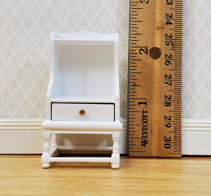 JBM Dollhouse Side Table or Nightstand with Drawer White 1:12 Scale Miniature Furniture - Miniature Crush