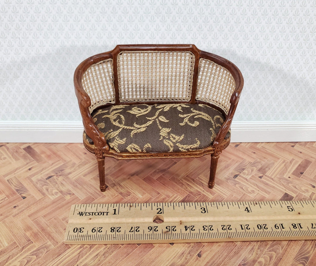 JBM Dollhouse Small Settee Louis XIV Style Brown 1:12 Scale Miniature Furniture - Miniature Crush