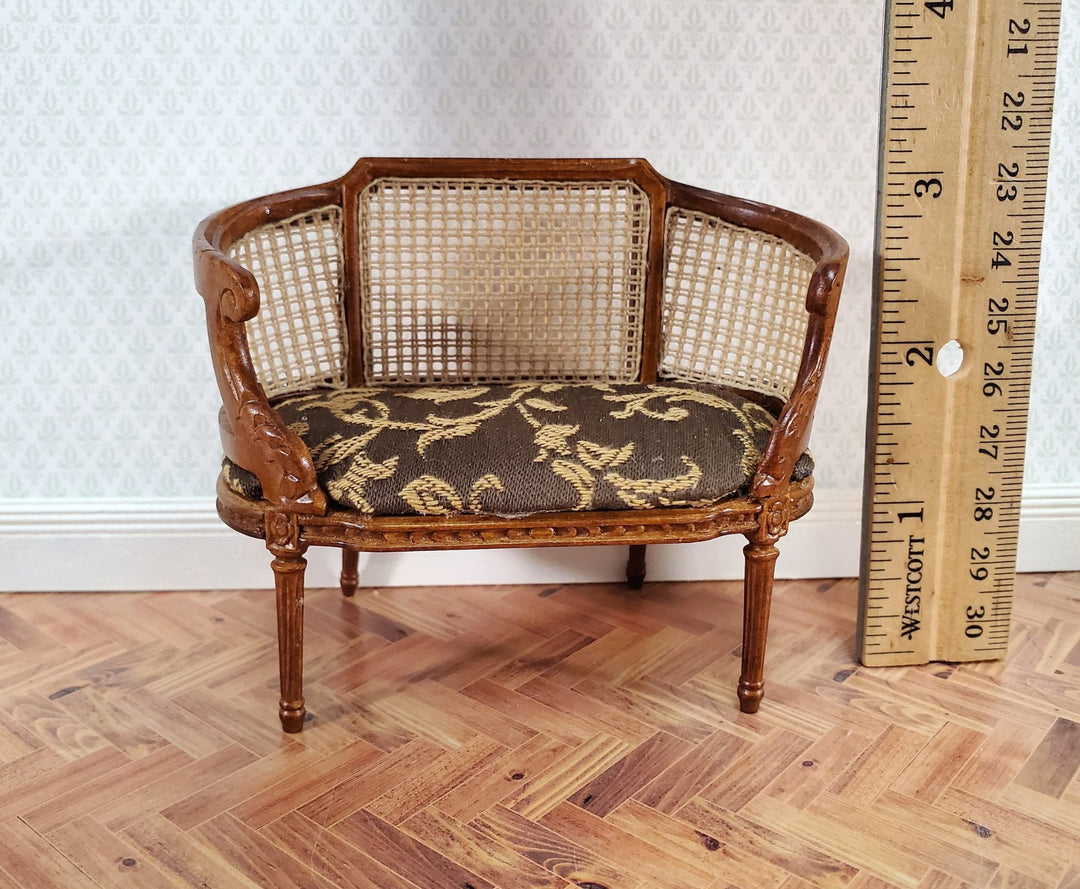 JBM Dollhouse Small Settee Louis XIV Style Brown 1:12 Scale Miniature Furniture - Miniature Crush