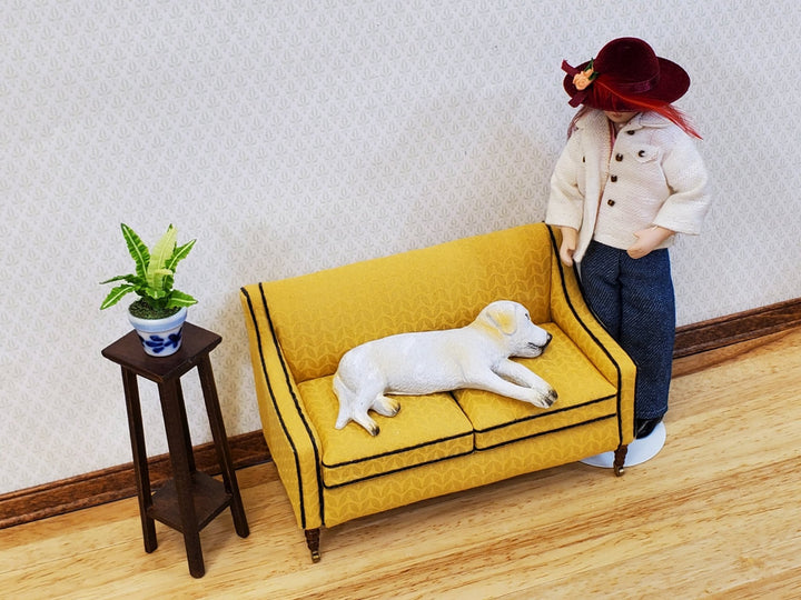 JBM Dollhouse Sofa Couch Retro Style Pale Yellow 1:12 Scale Miniature Furniture - Miniature Crush