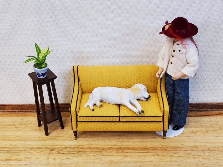 JBM Dollhouse Sofa Couch Retro Style Pale Yellow 1:12 Scale Miniature Furniture - Miniature Crush