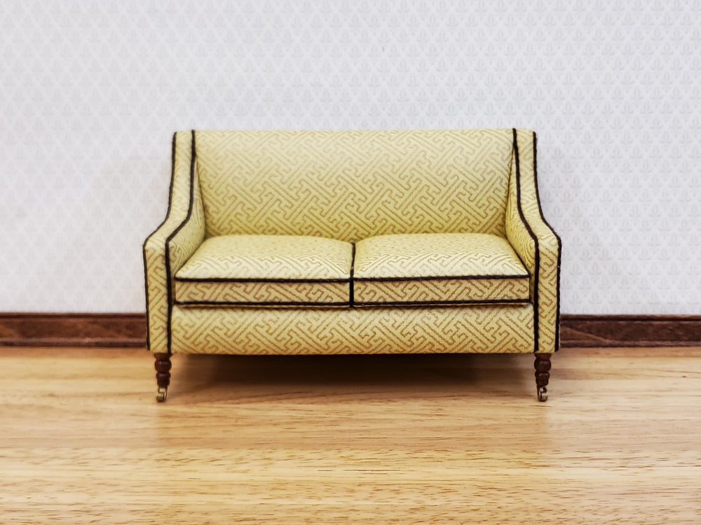 JBM Dollhouse Sofa Couch Retro Style Pale Yellow/Cream 1:12 Scale Miniature Furniture - Miniature Crush