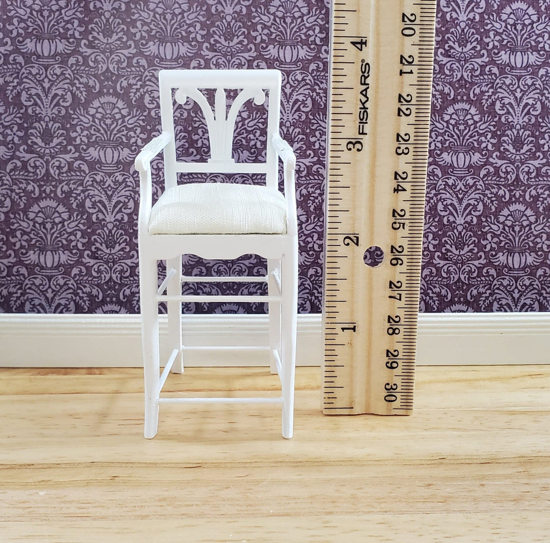 JBM Dollhouse Tall Bar Chair Stool with Padded Seat WHITE 1:12 Scale Furniture - Miniature Crush