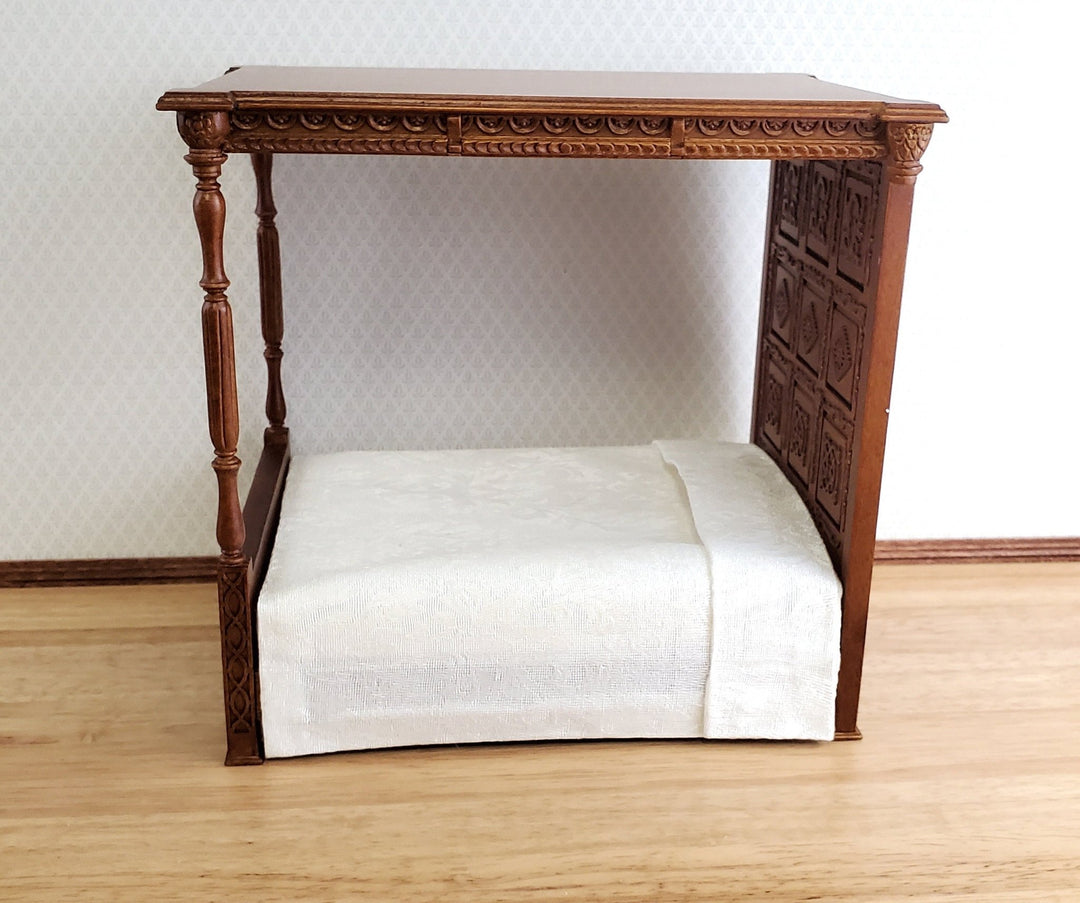 JBM Dollhouse Tudor English Bed Large 1:12 Miniature Furniture Walnut Finish - Miniature Crush