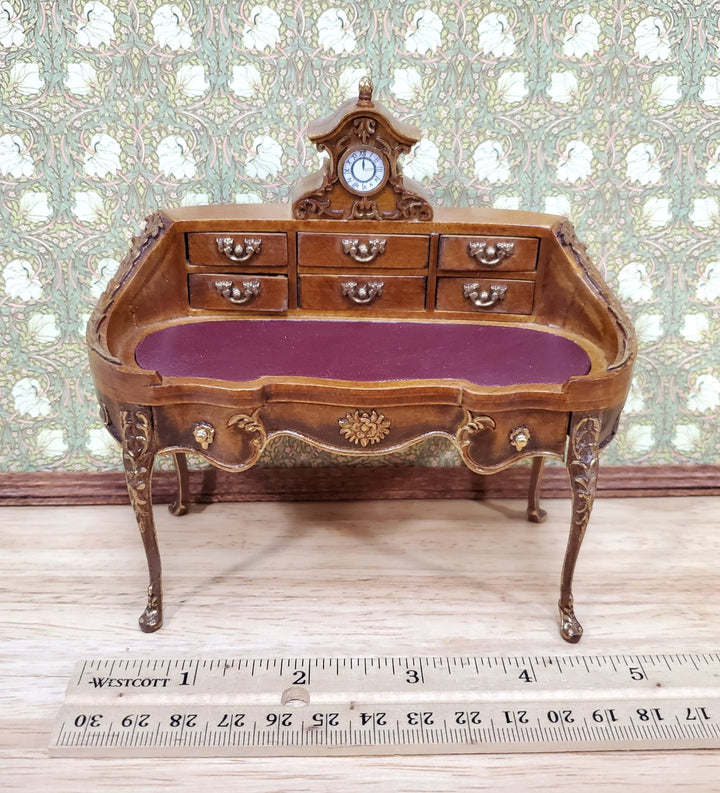 JBM Dollhouse Writing Louis XV Bombe Style Furniture 1:12 Scale Miniature Walnut Finish - Miniature Crush