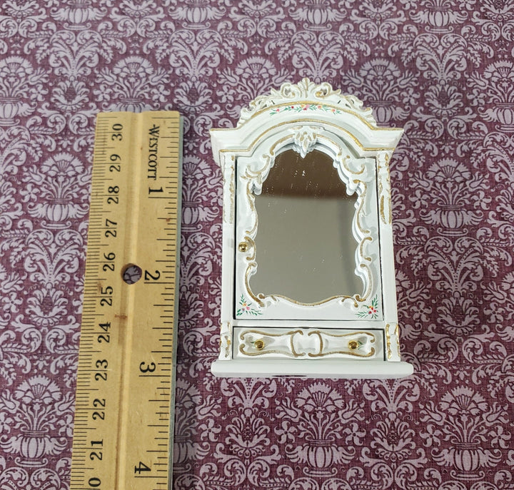 JBM Miniature Bathroom Medicine Cabinet White & Gold Baroque Style 1:12 Scale Dollhouse - Miniature Crush