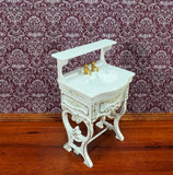 JBM Miniature Bathroom Sink Small White & Gold Baroque Style 1:12 Scale Dollhouse - Miniature Crush