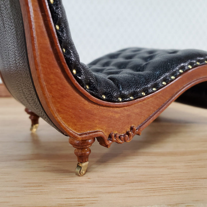 JBM Miniature Chase Lounger Sofa Art Nouveau 1:12 Scale Furniture Faux Leather - Miniature Crush