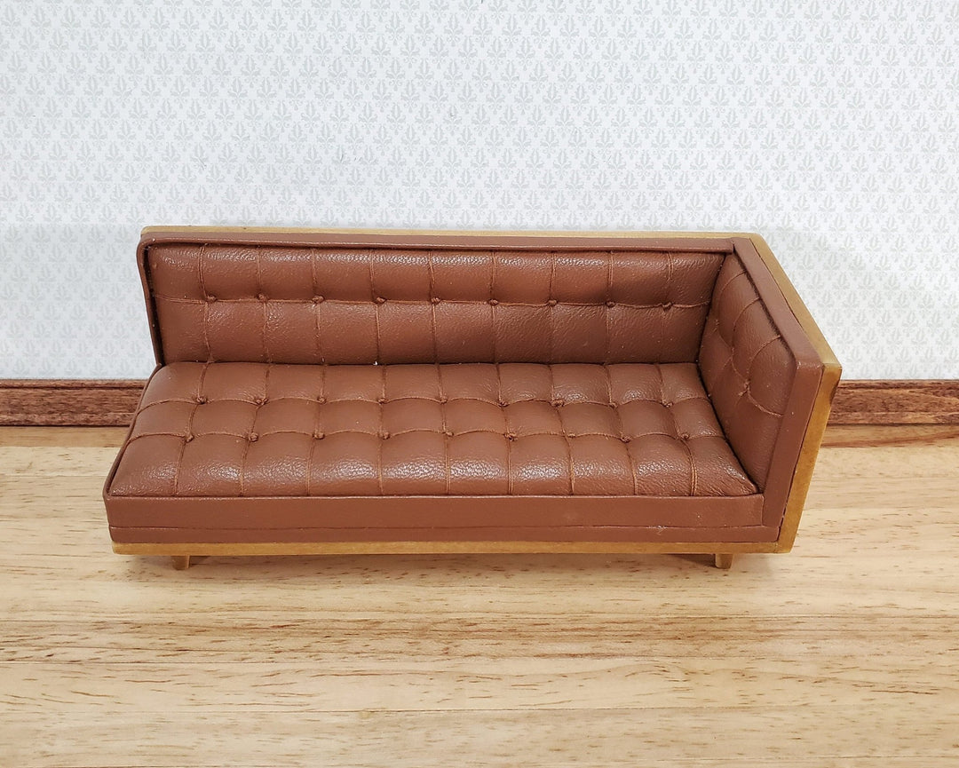 JBM Miniature Chase Sofa Mid Century Modern 1:12 Scale Couch Furniture Faux Leather - Miniature Crush