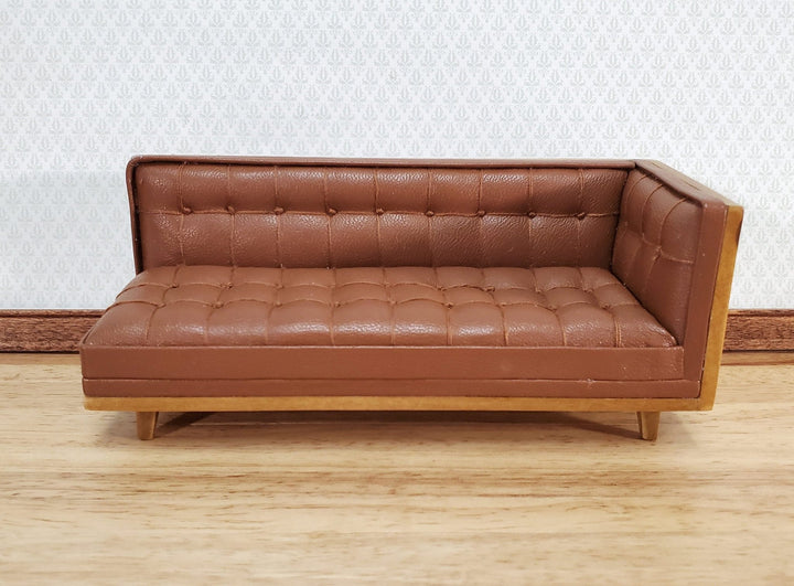 JBM Miniature Chase Sofa Mid Century Modern 1:12 Scale Couch Furniture Faux Leather - Miniature Crush