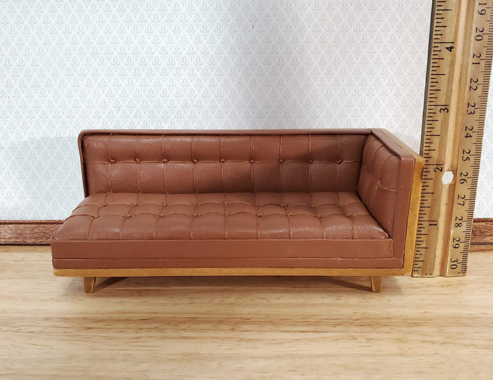 JBM Miniature Chase Sofa Mid Century Modern 1:12 Scale Couch Furniture Faux Leather - Miniature Crush