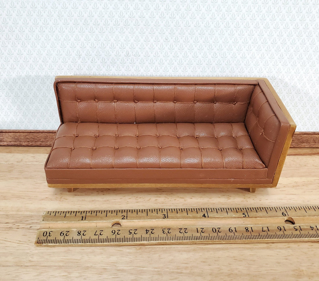 JBM Miniature Sofa Black Tufted Faux Leather 1:12 Scale Dollhouse Furniture  - Miniature Crush