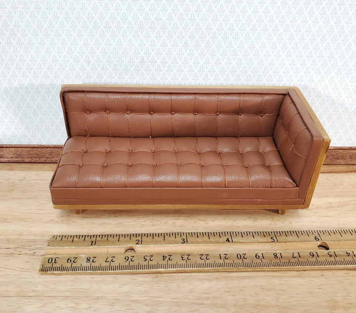 JBM Miniature Chase Sofa Mid Century Modern 1:12 Scale Couch Furniture Faux Leather - Miniature Crush