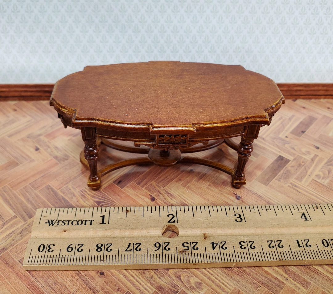 JBM Miniature Coffee Table Victorian Style Walnut Finish 1:12 Scale Dollhouse Furniture - Miniature Crush