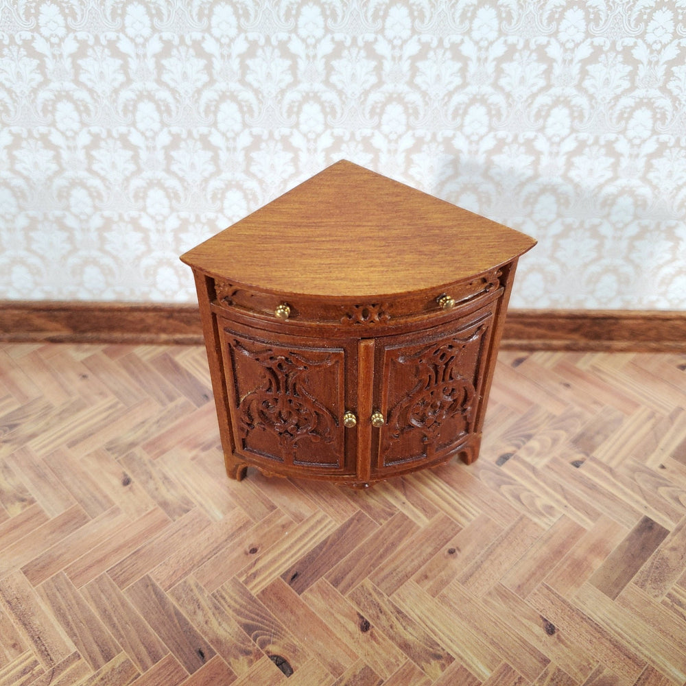 JBM Miniature Corner Side Table Drawer 1:12 Scale Dollhouse Furniture - Miniature Crush
