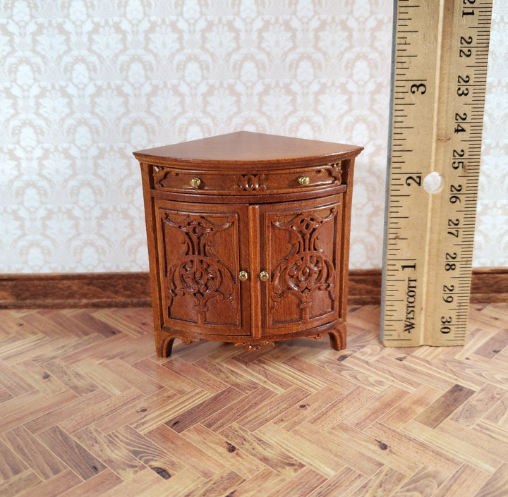 JBM Miniature Corner Side Table Drawer 1:12 Scale Dollhouse Furniture - Miniature Crush