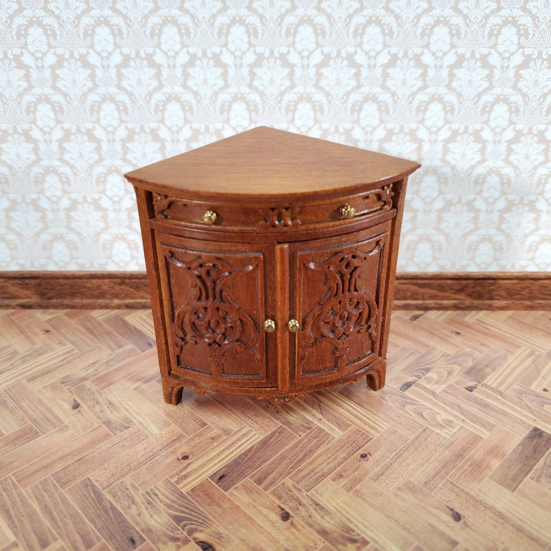 JBM Miniature Corner Side Table Drawer 1:12 Scale Dollhouse Furniture - Miniature Crush