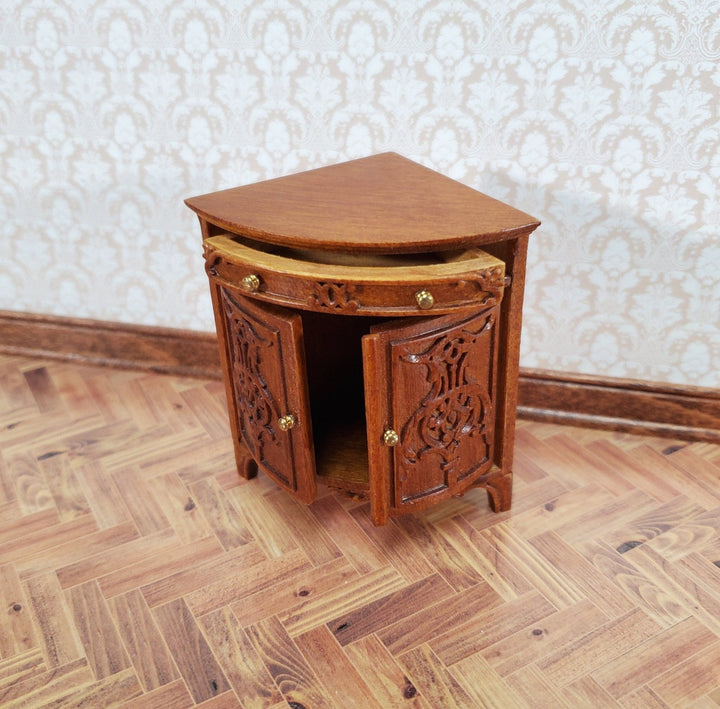 JBM Miniature Corner Side Table Drawer 1:12 Scale Dollhouse Furniture - Miniature Crush