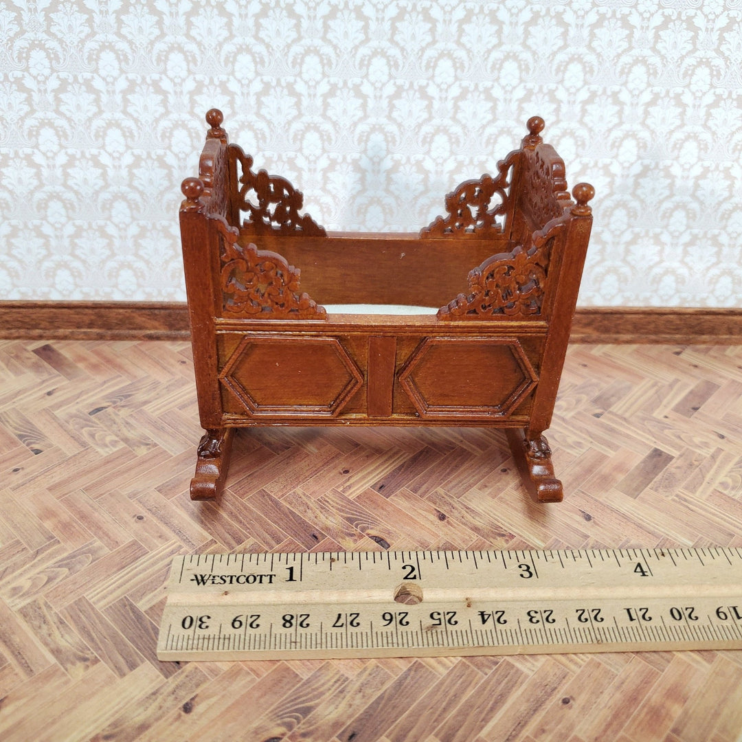 JBM Miniature Cradle Rocking 15th Century Tudor Style 1:12 Scale Furniture Walnut Finish - Miniature Crush