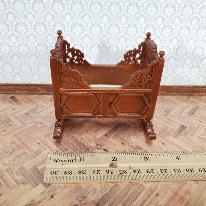 JBM Miniature Cradle Rocking 15th Century Tudor Style 1:12 Scale Furniture Walnut Finish - Miniature Crush