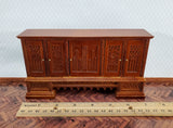 JBM Miniature Gothic Credenza Buffet 17th Century Walnut Finish 1:12 Scale Furniture - Miniature Crush